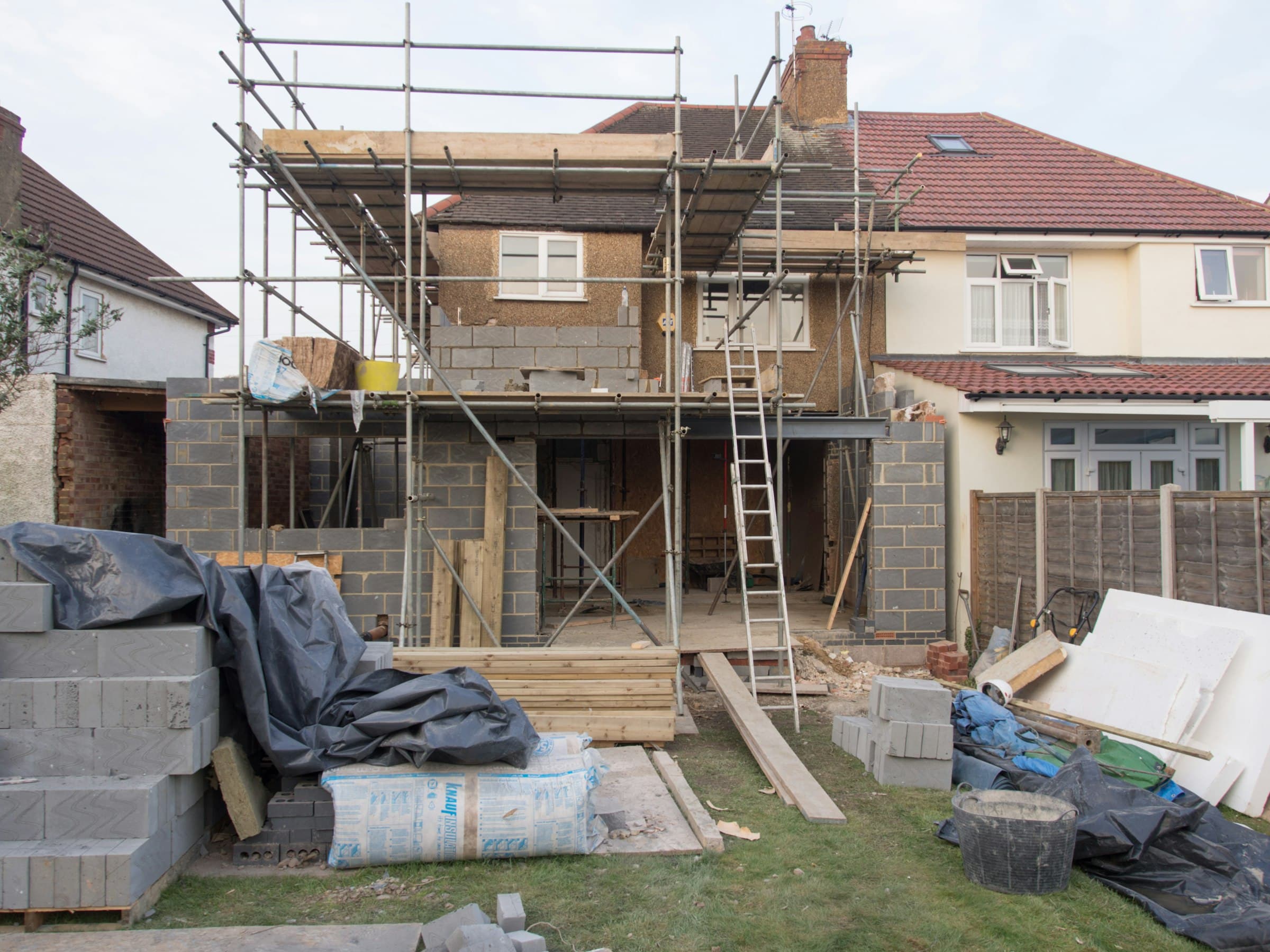 Extension de maison en chantier